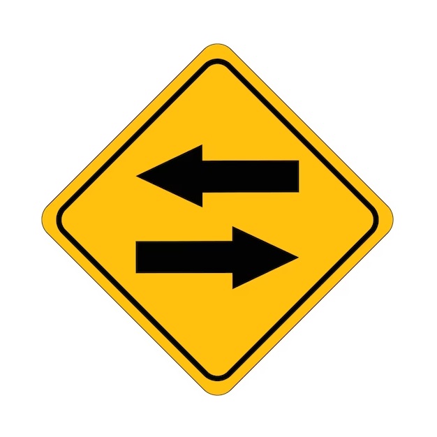 Printable Yellow And Black Two Way Traffic Sign