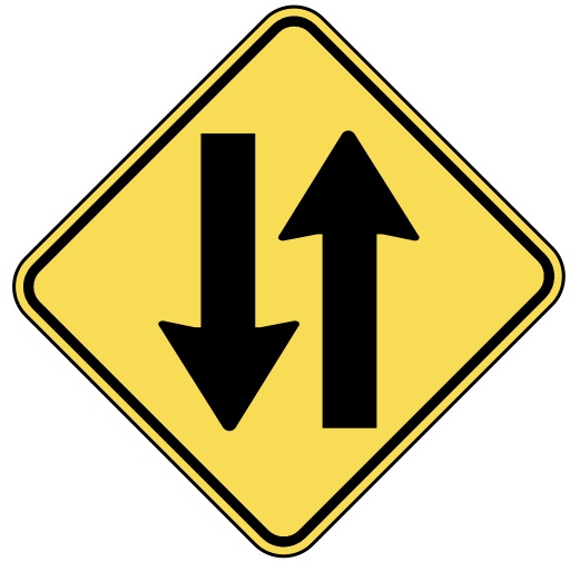 Printable Yellow Two Way Traffic Sign
