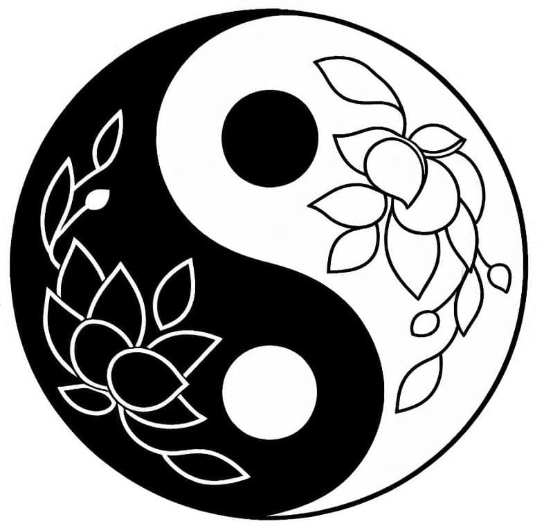Printable Yin Yang For Adults Coloring Page