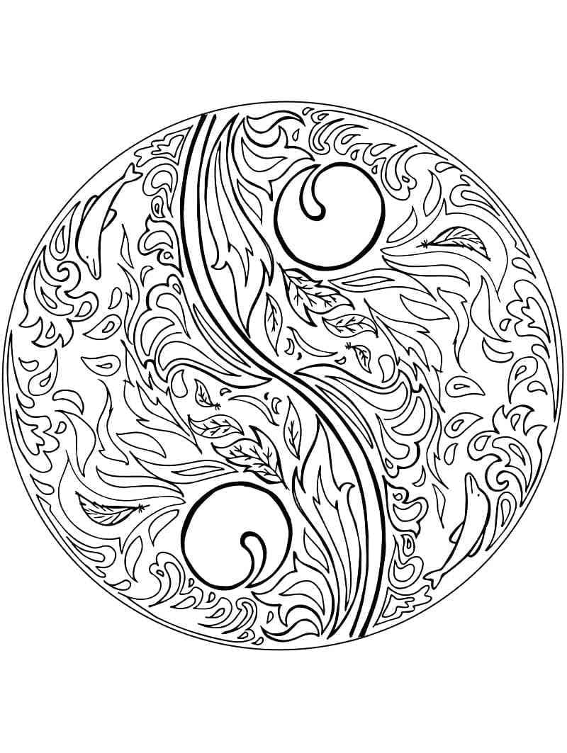 Printable Yin Yang For Free Coloring Page