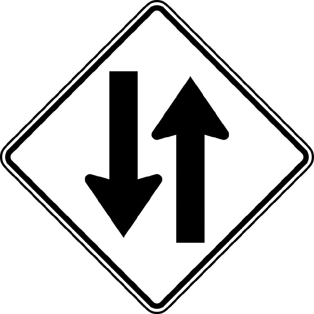 Two Way Traffic Sign Printable Black and White