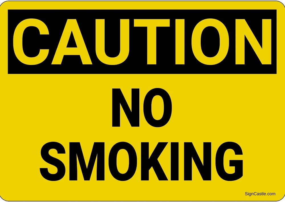 Caution No Smoking Sign Printable