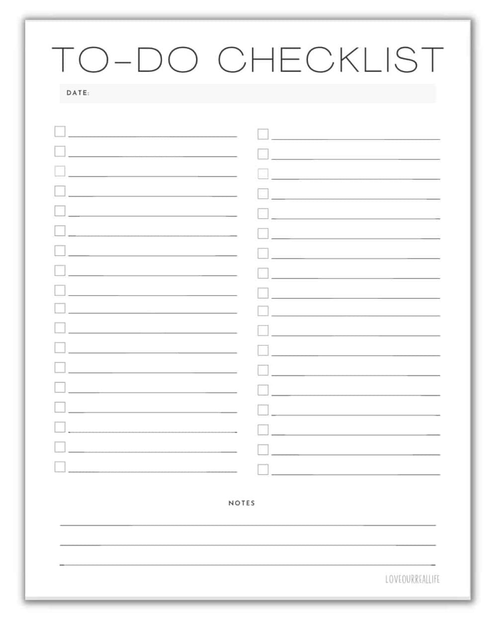 Checklist Organizer Template