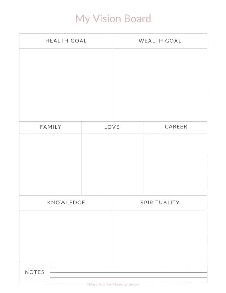 Download Printable Vision Board Template Free