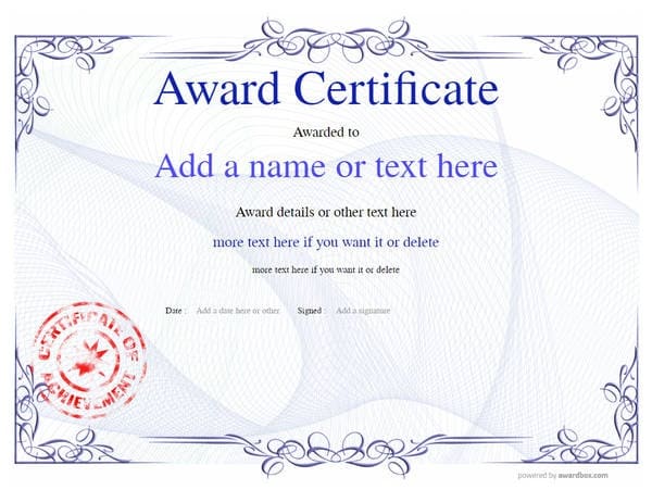 Free Award Certificate