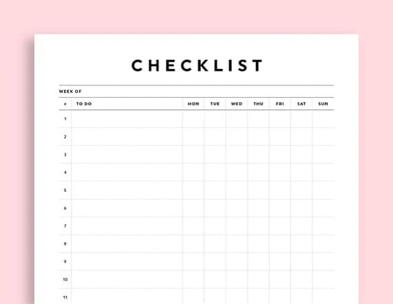 Free Printable Checklist Template