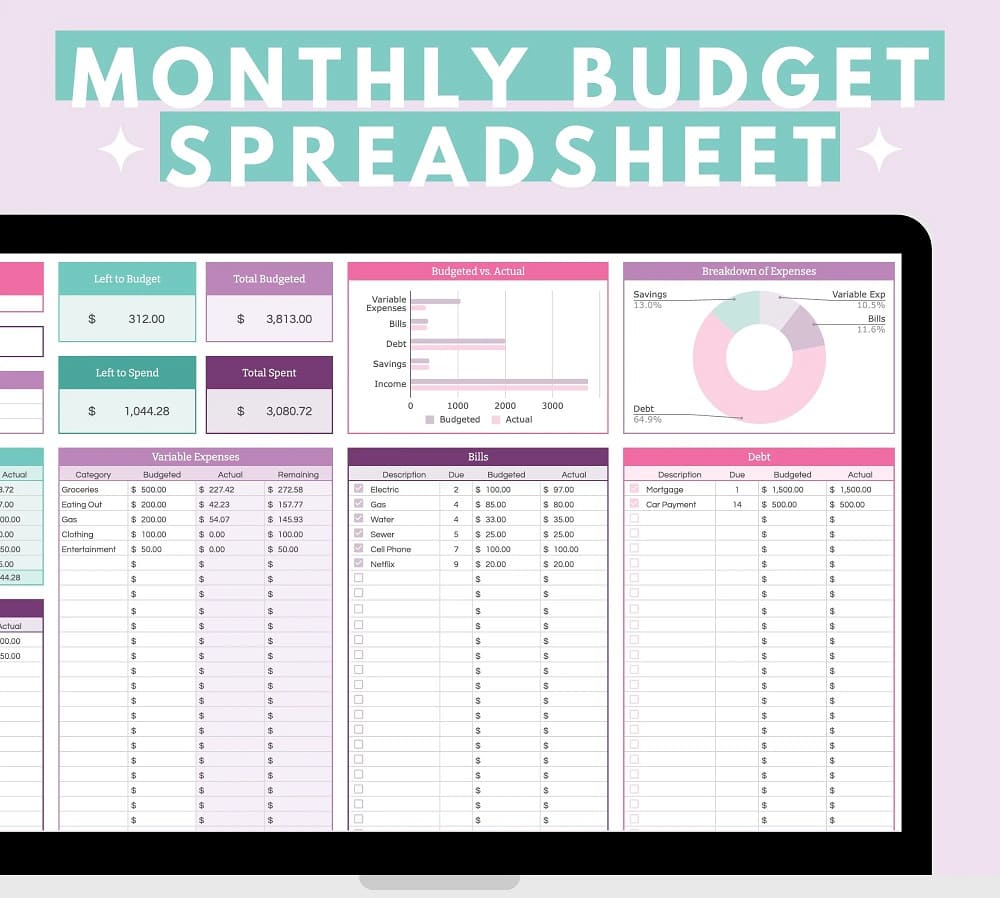 Free Printable Monthly Budget Template Tracker