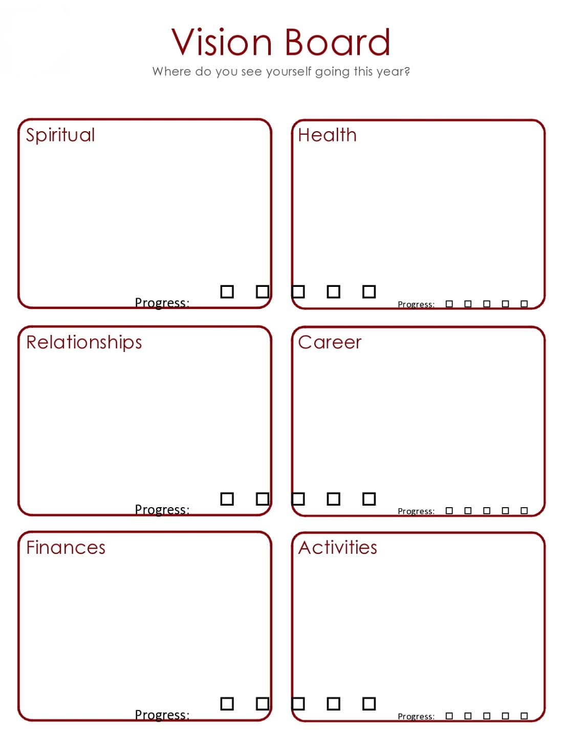 Free Printable Vision Board Template