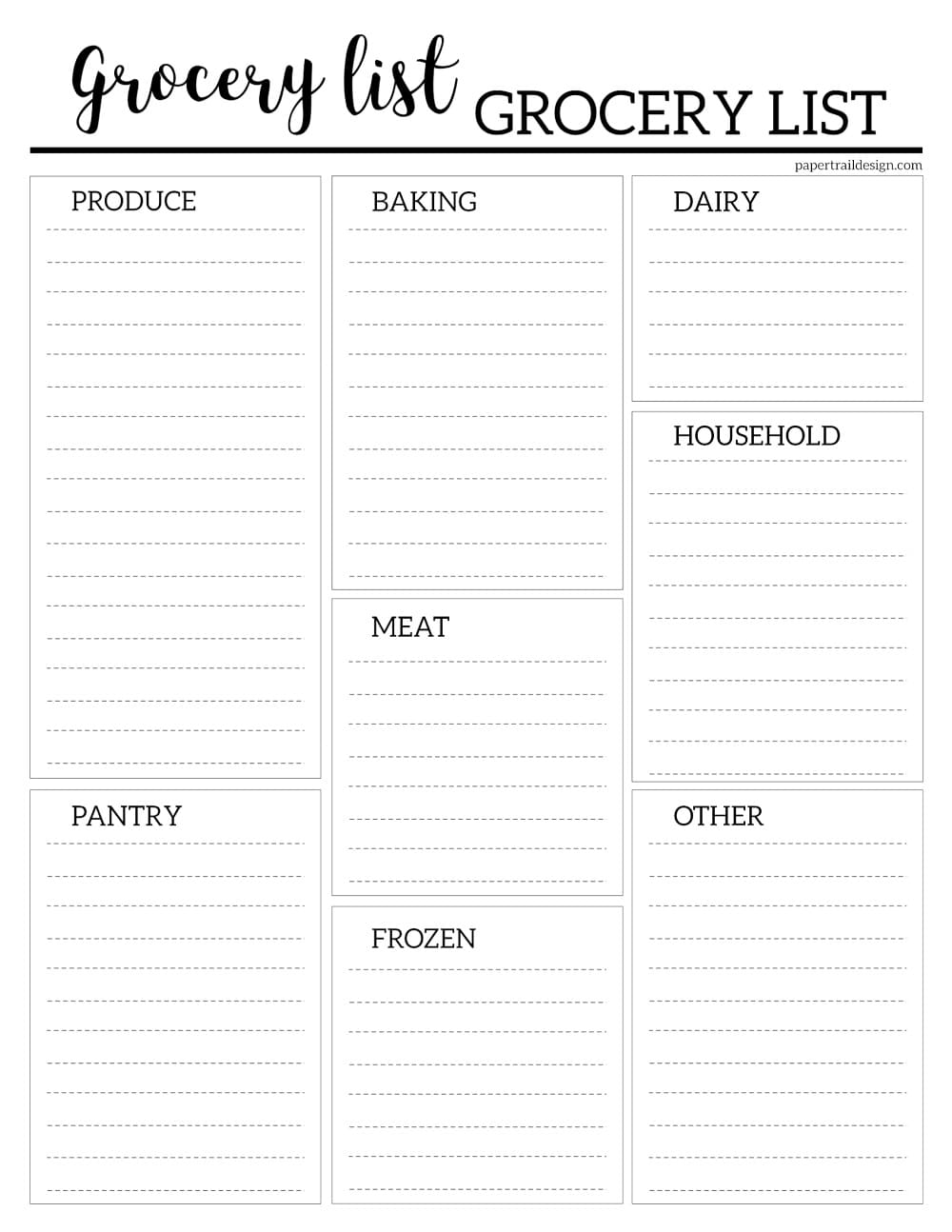 Grocery List Template Image