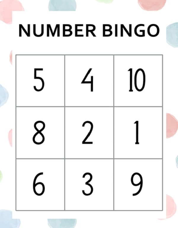 Number Bingo Printable Free Download