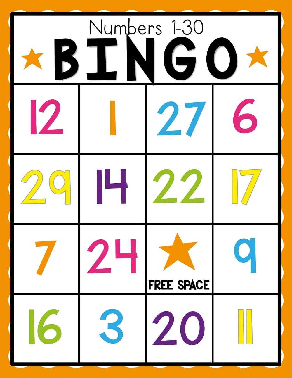 Number Bingo Printable Free For Kid