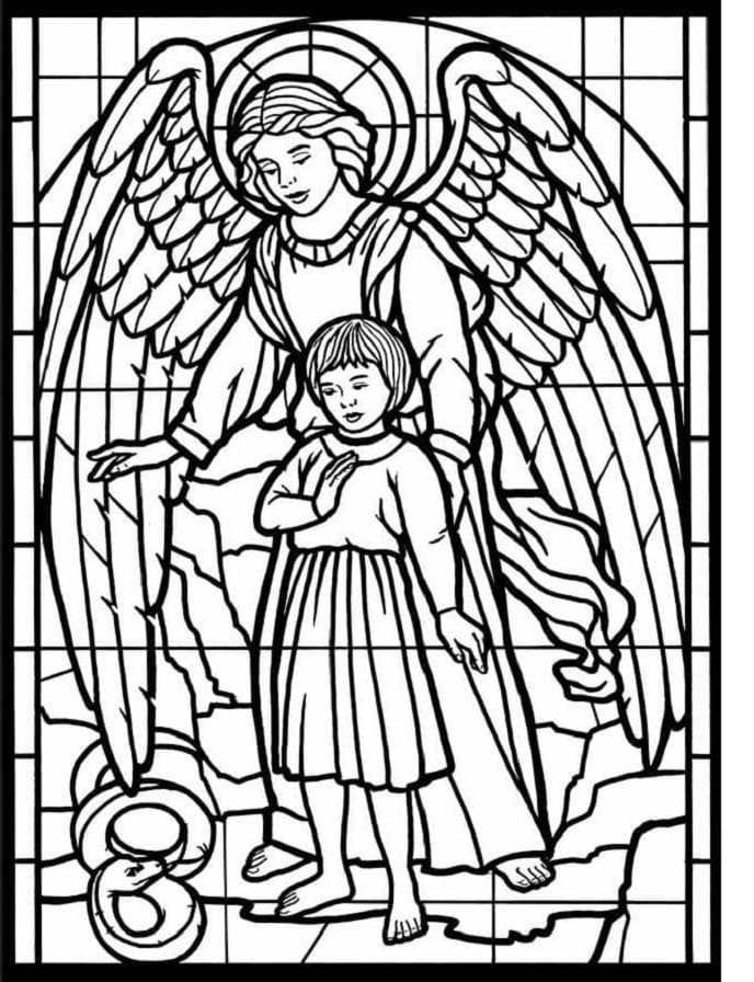 Printable Angel Stained Glass Coloring Page