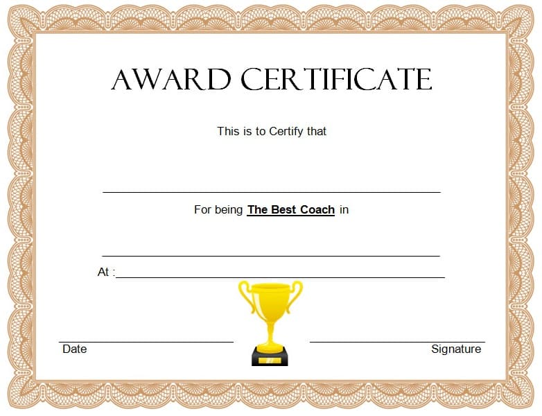 Printable Award Certificate Free