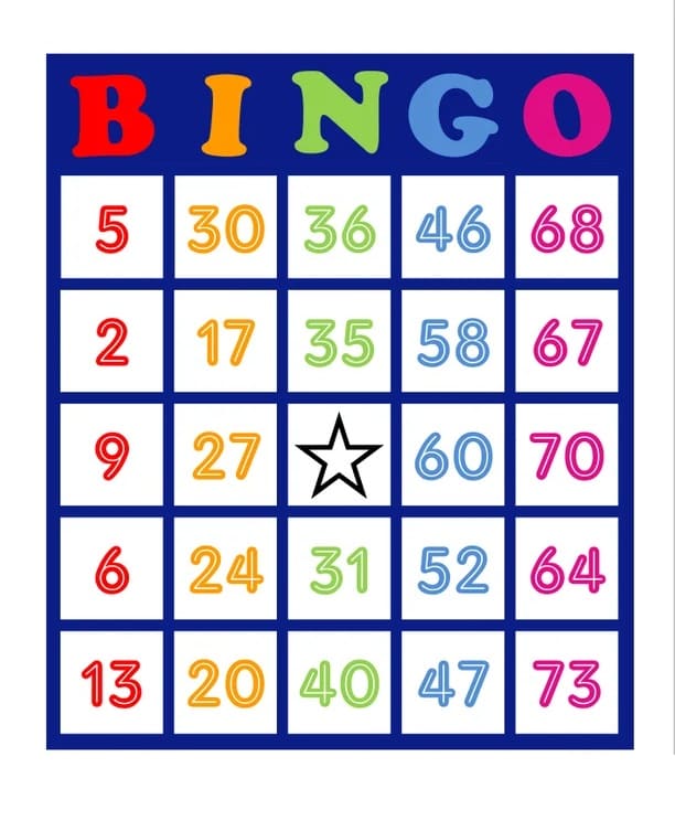 Printable Basic Number Bingo