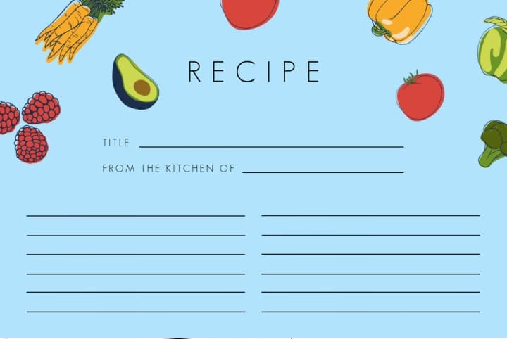 Printable Basic Recipe Card