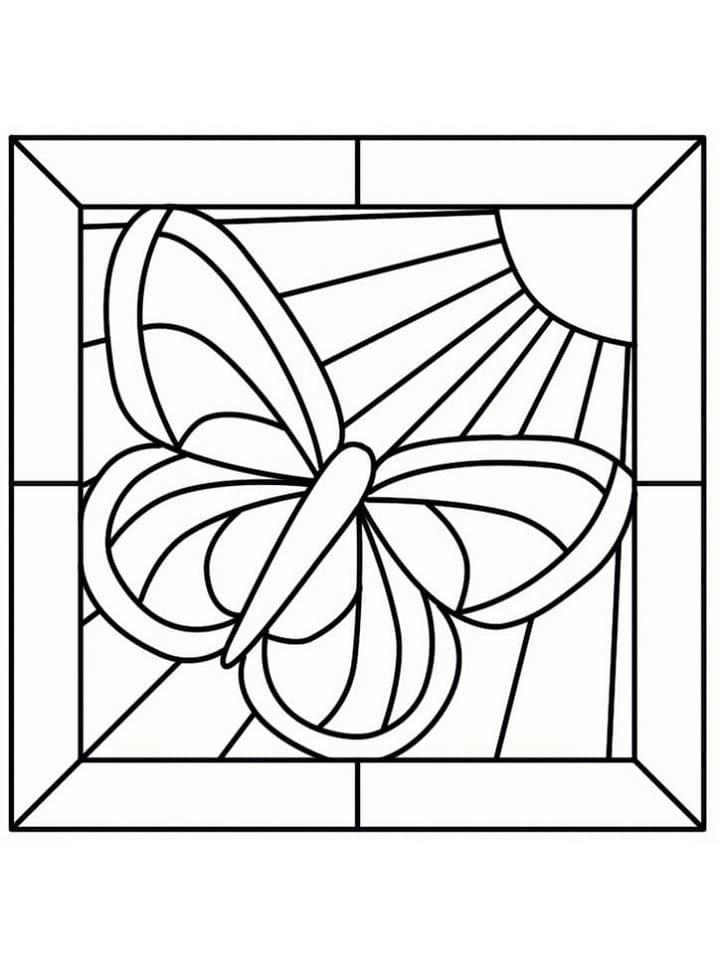 Printable Butterfly Stained Glass Coloring Page