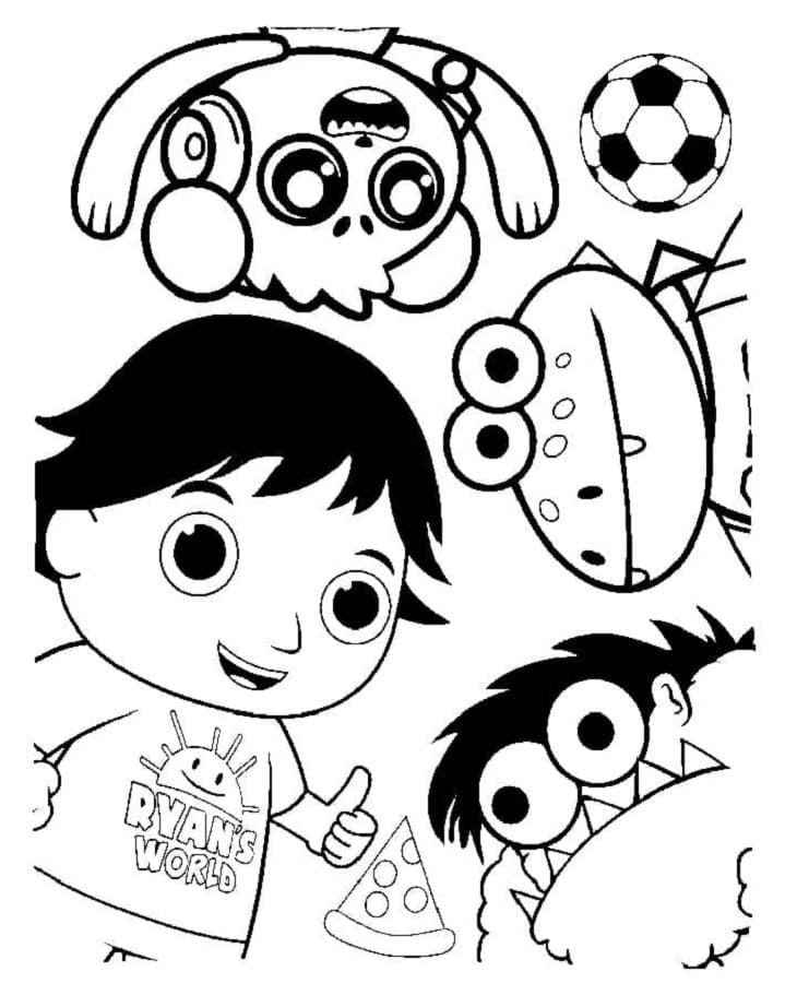 Printable Characters in Ryan World Coloring Page