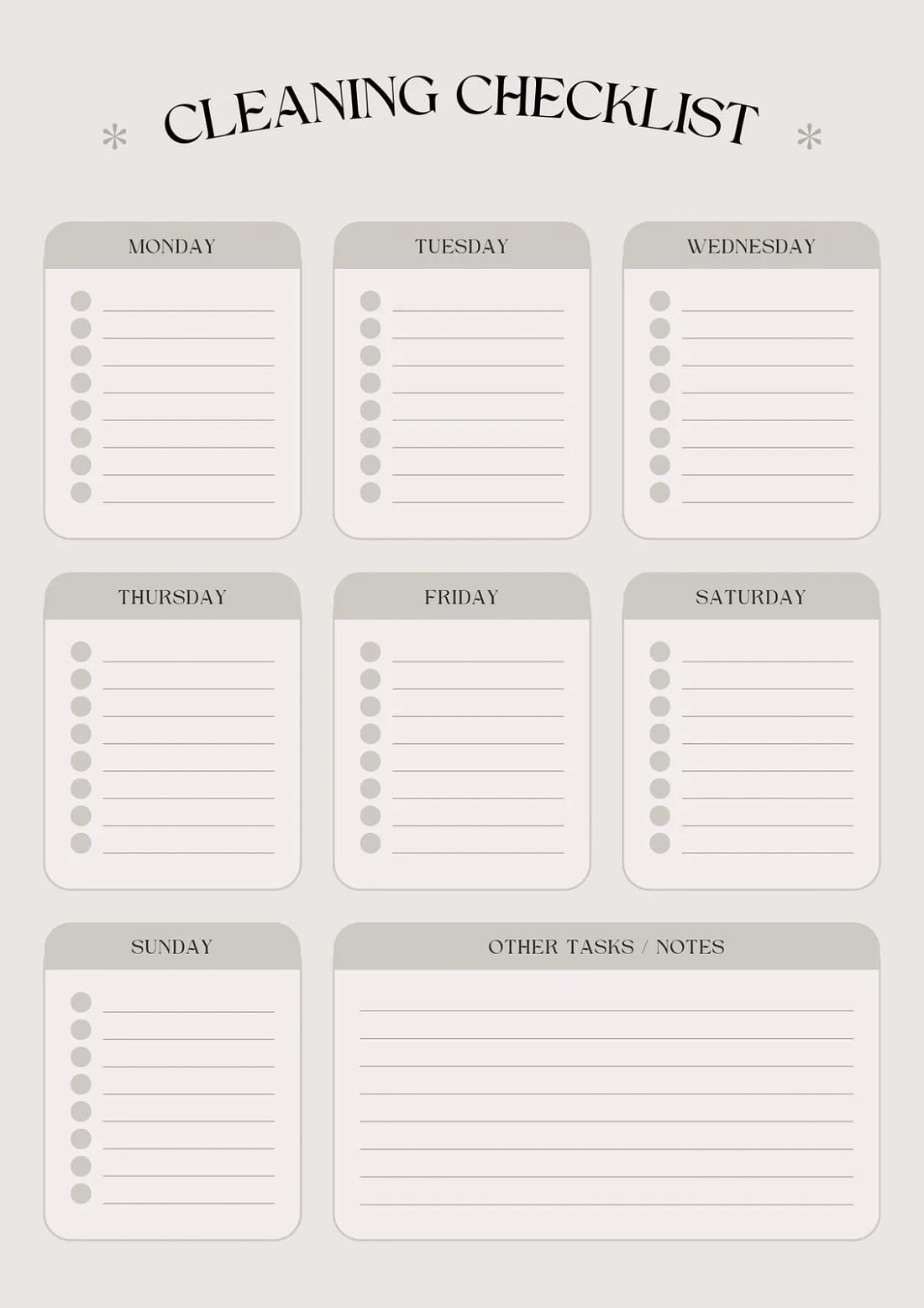 Printable Checklist Template Download