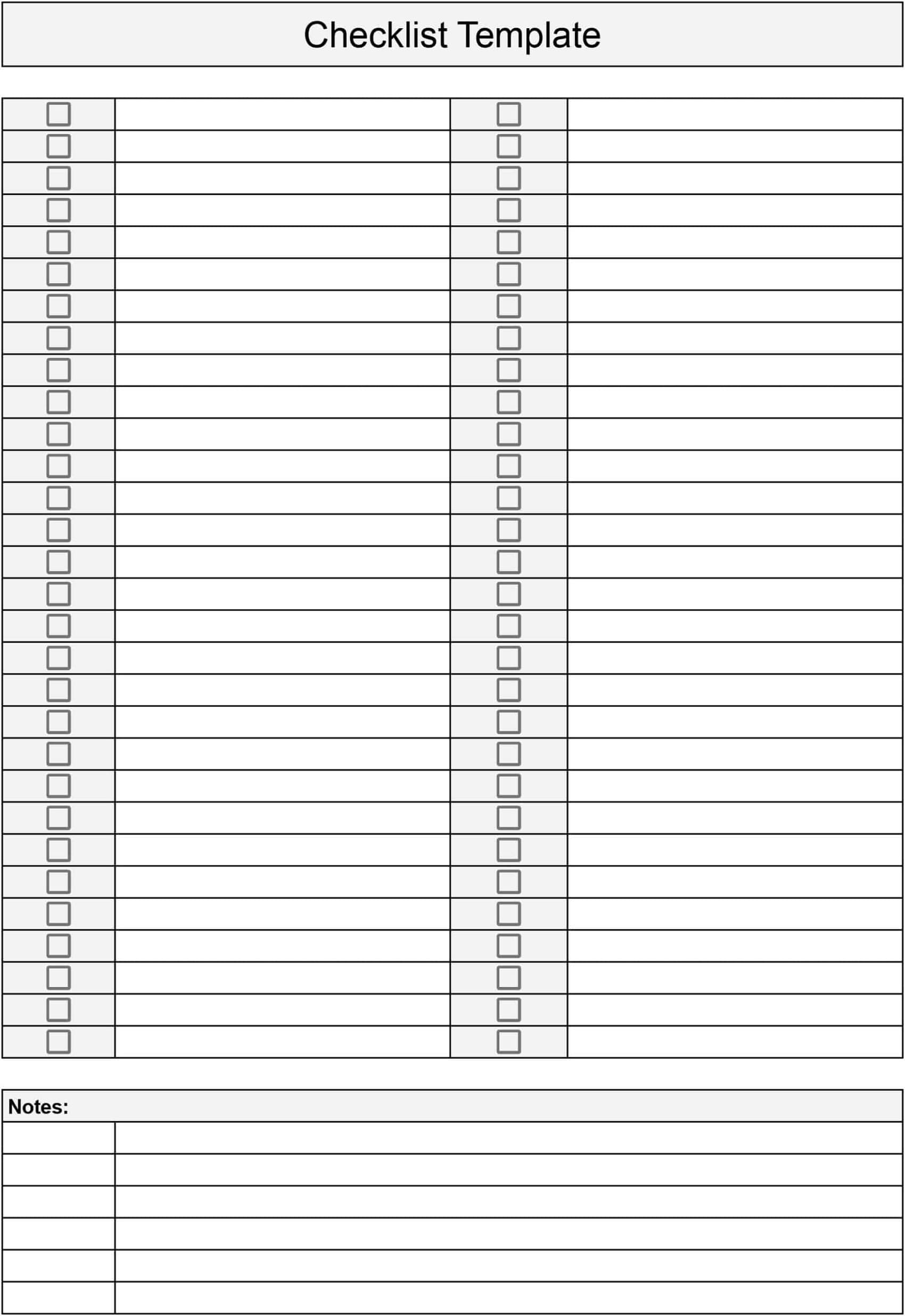 Printable Checklist Template For Free