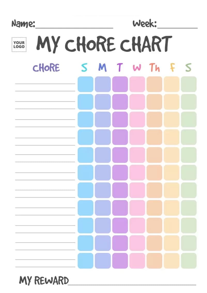 Printable Chore Chart Template Download