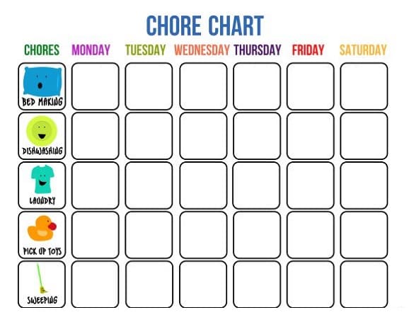 Printable Chore Chart Template Free Pictures