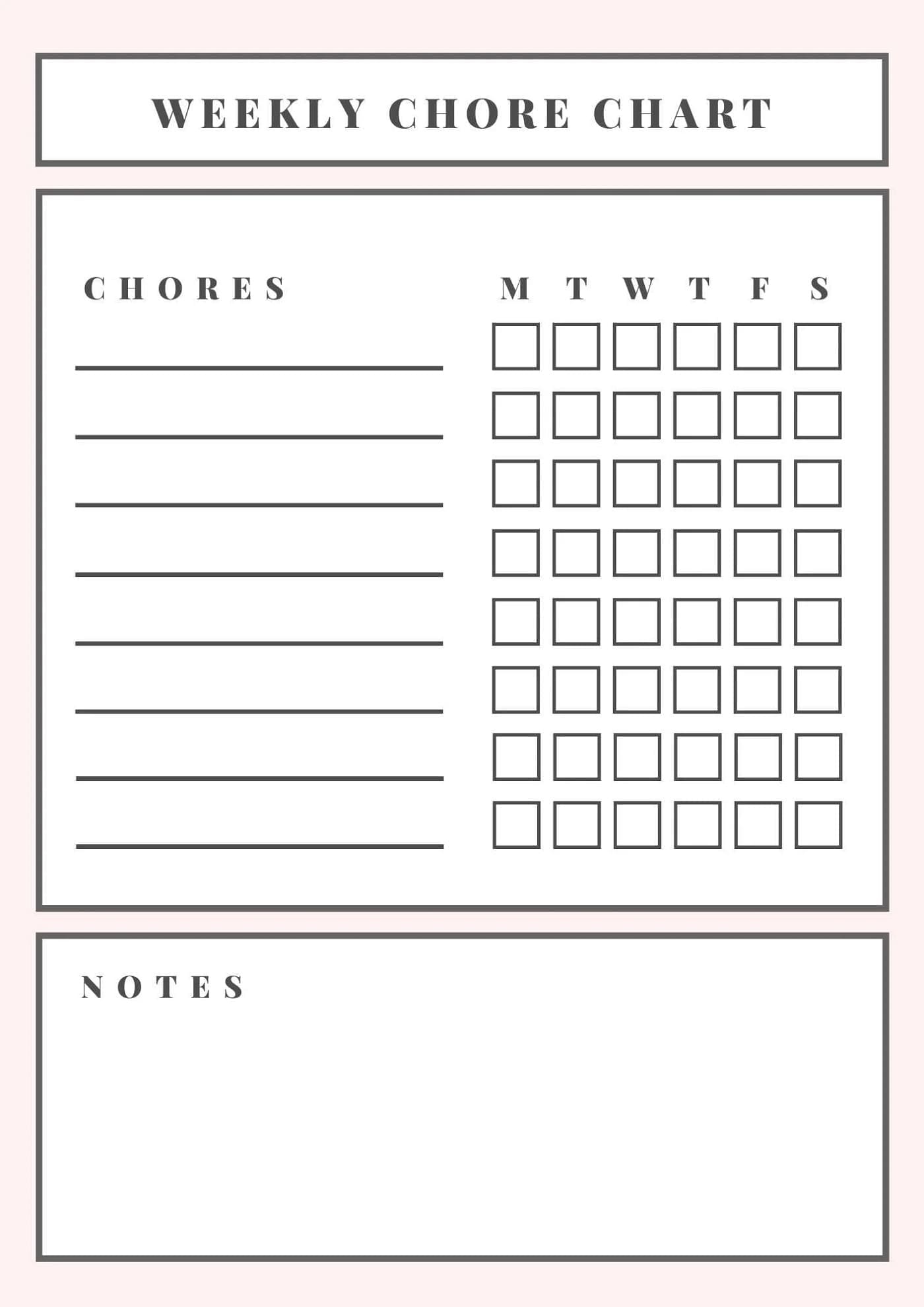 Printable Chore Chart Template Pictures
