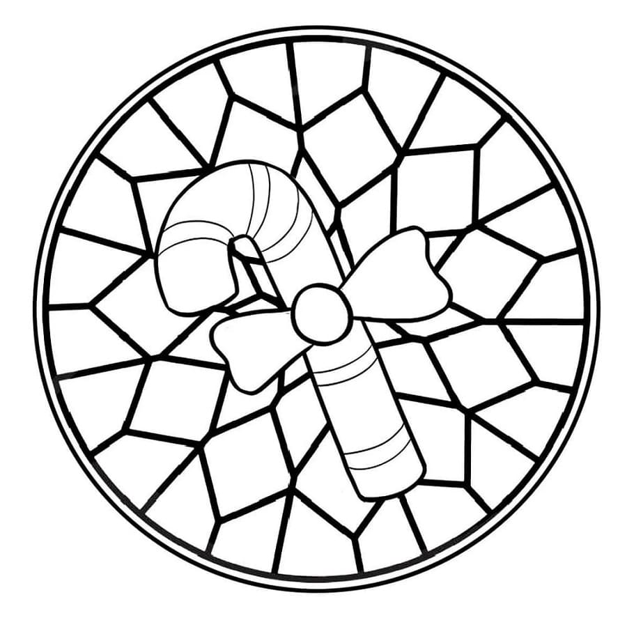 Printable Christmas Stained Glass Coloring Page
