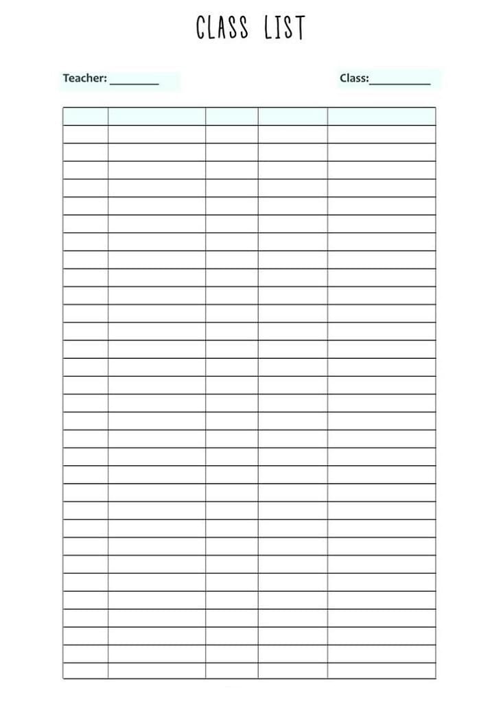 Printable Contact List Template Pictures
