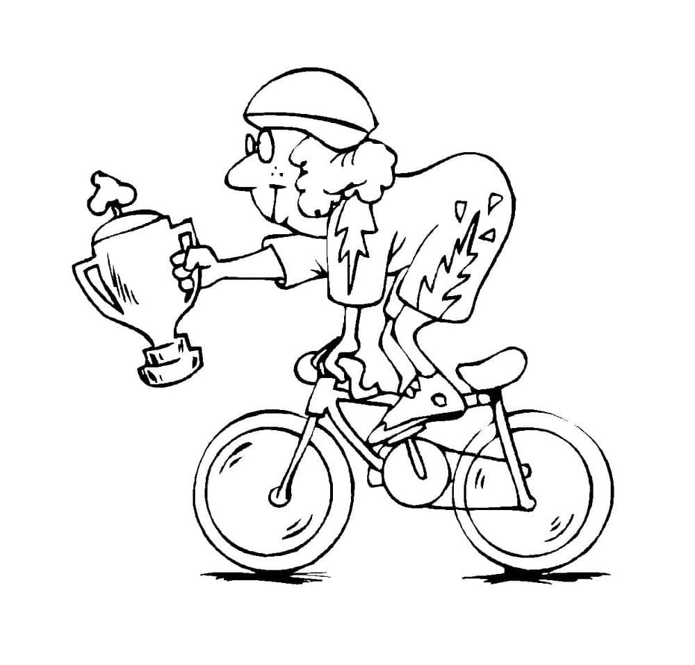 Printable Cycling Trophy Coloring Page