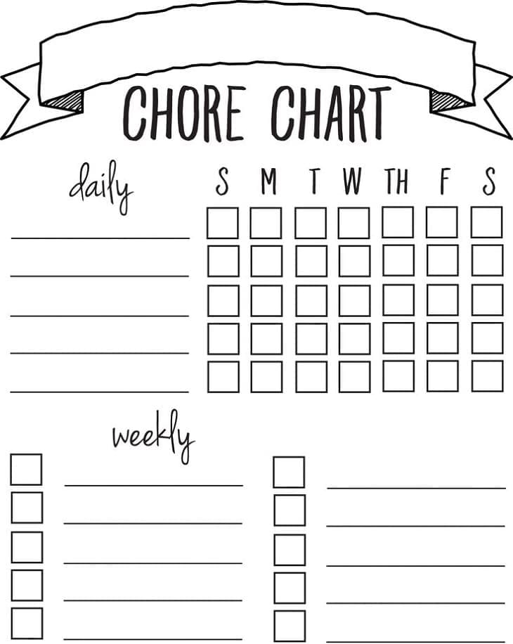 Printable Daily Chore Chart Template For Free