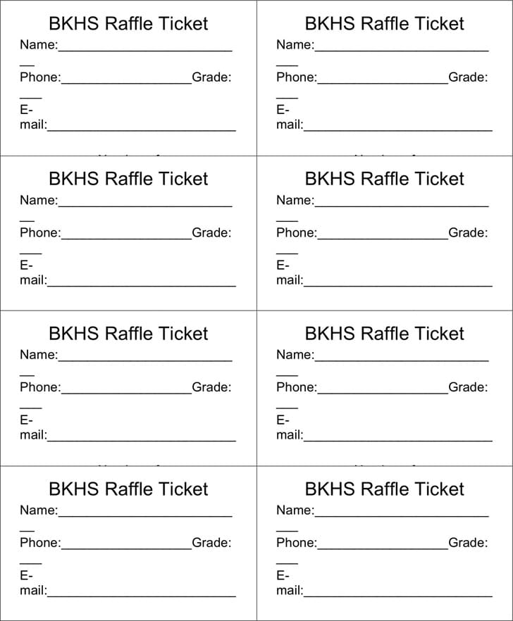 Printable Drawing of Raffle Ticket Template
