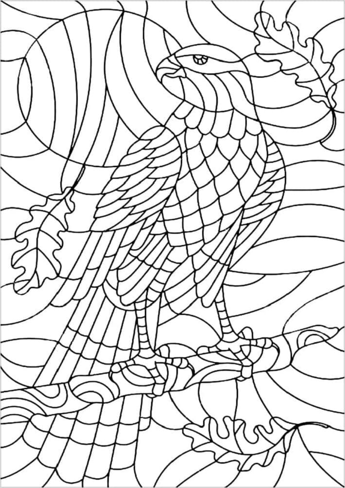 Printable Eagle Stained Glass Coloring Page
