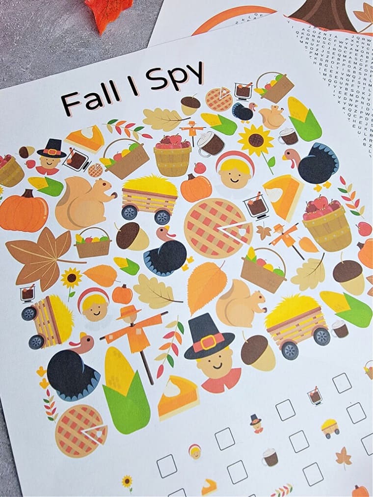 Printable Fall I Spy For Free