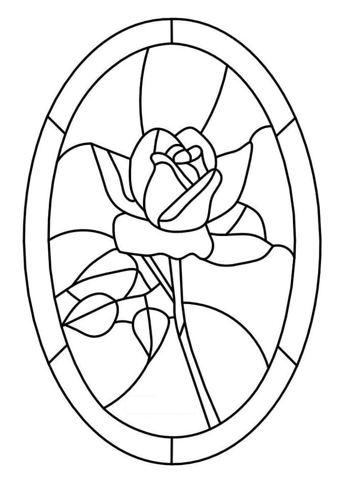 Printable Flower Stained Glass Coloring Page