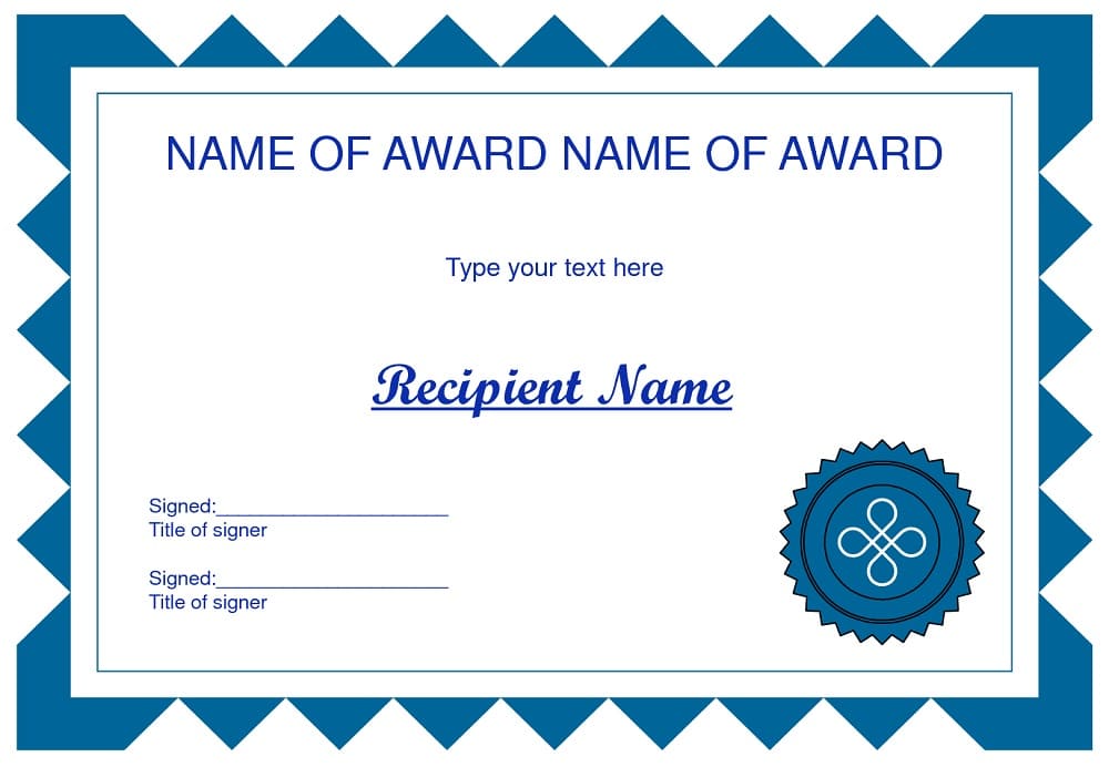 Printable For Free Award Certificate