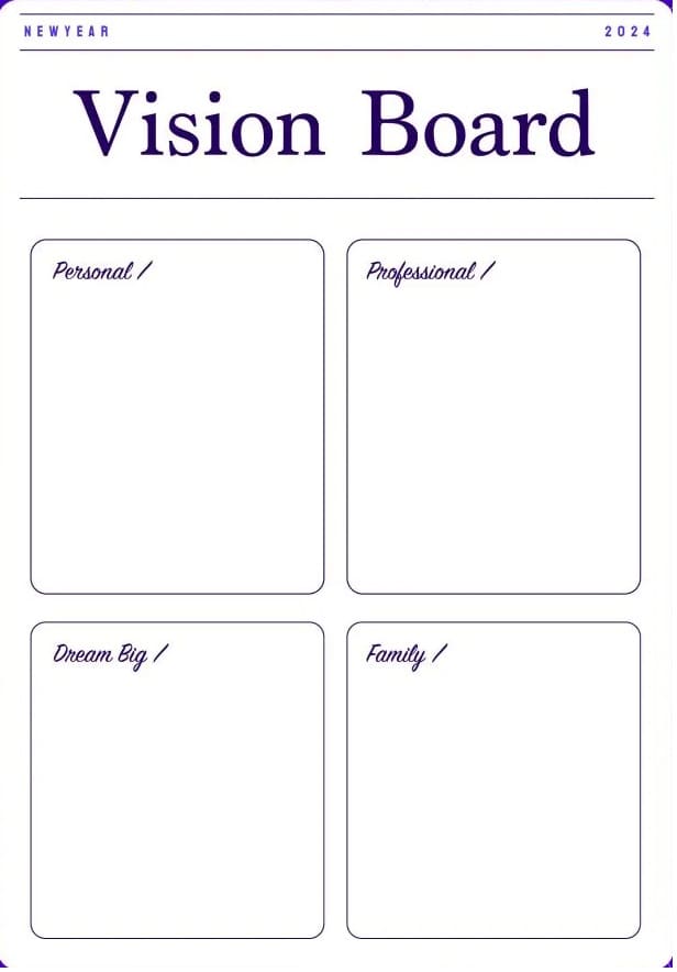 Printable Free Vision Board Template