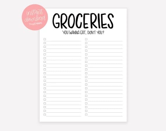 Printable Grocery List Template For Free