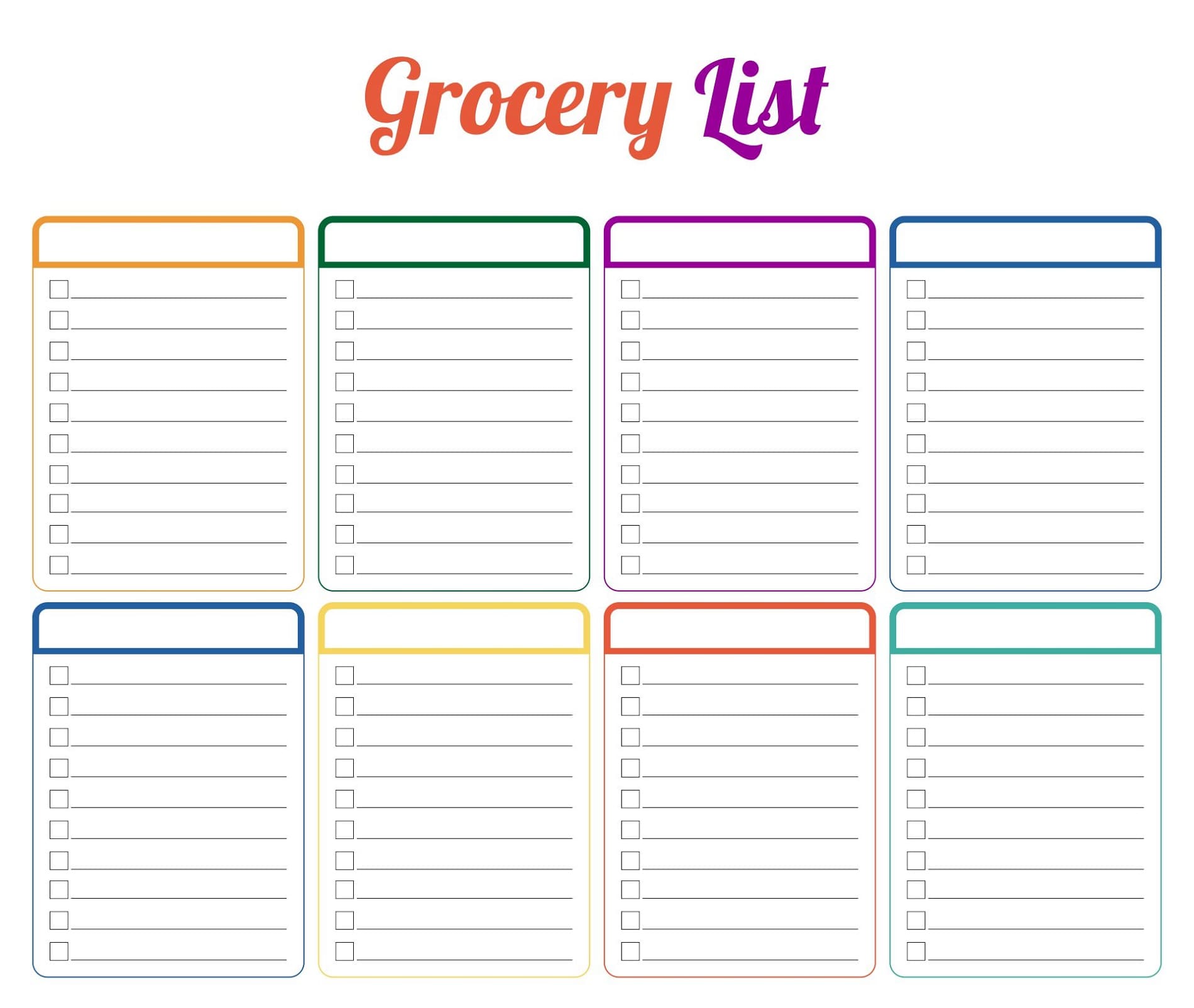 Grocery List Template