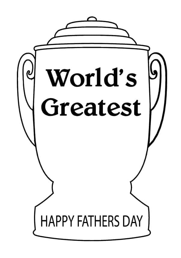 Printable Happy Fathers Day Trophy Coloring Page