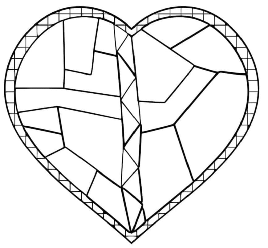 Printable Heart Stained Glass Coloring Page