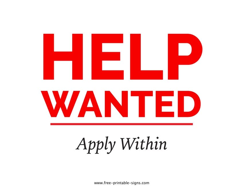 Printable Help Wanted Sign Download