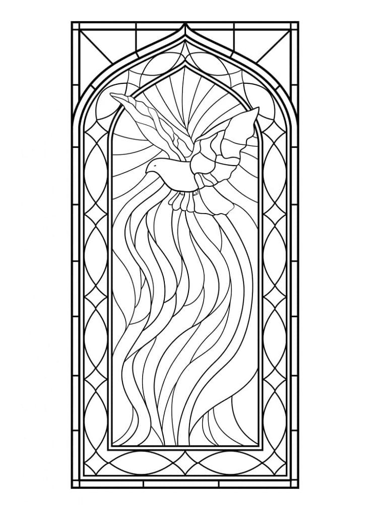 Printable Holy Spirit Stained Glass Coloring Page