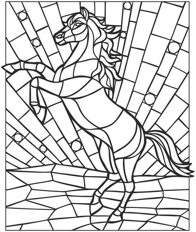 Printable Horse Stained Glass Coloring Page