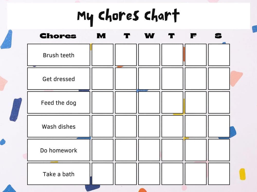 Printable Household Chore Chart Template