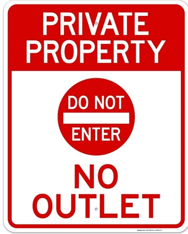 Printable Image of No Outlet Sign Free