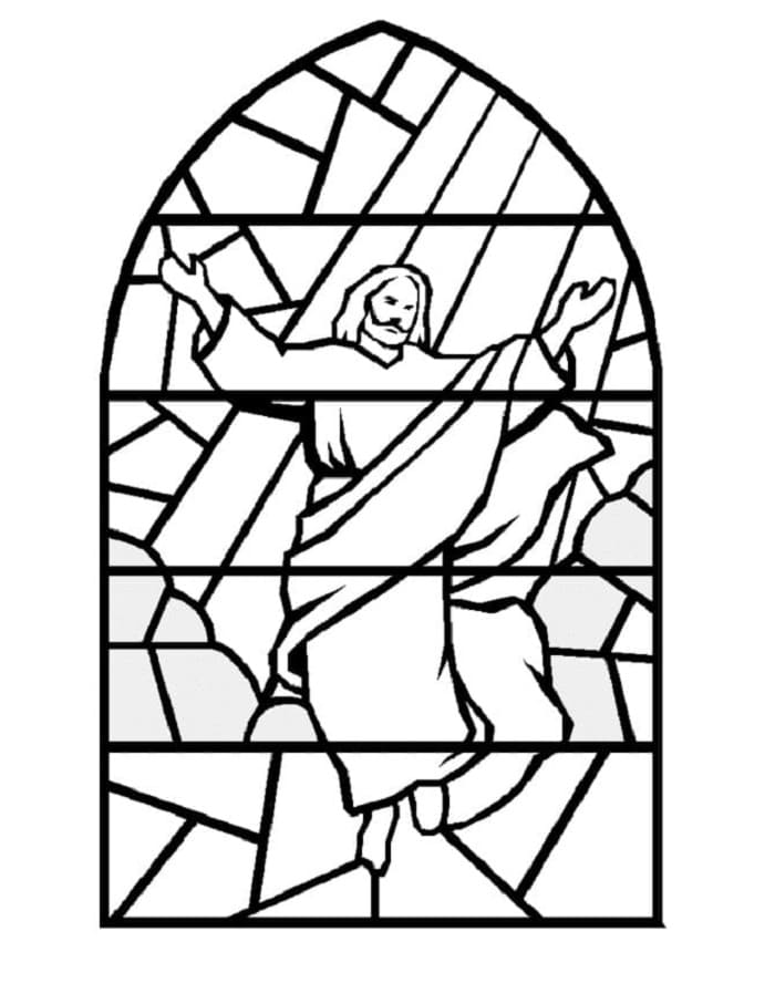 Printable Jesus Stained Glass Coloring Page