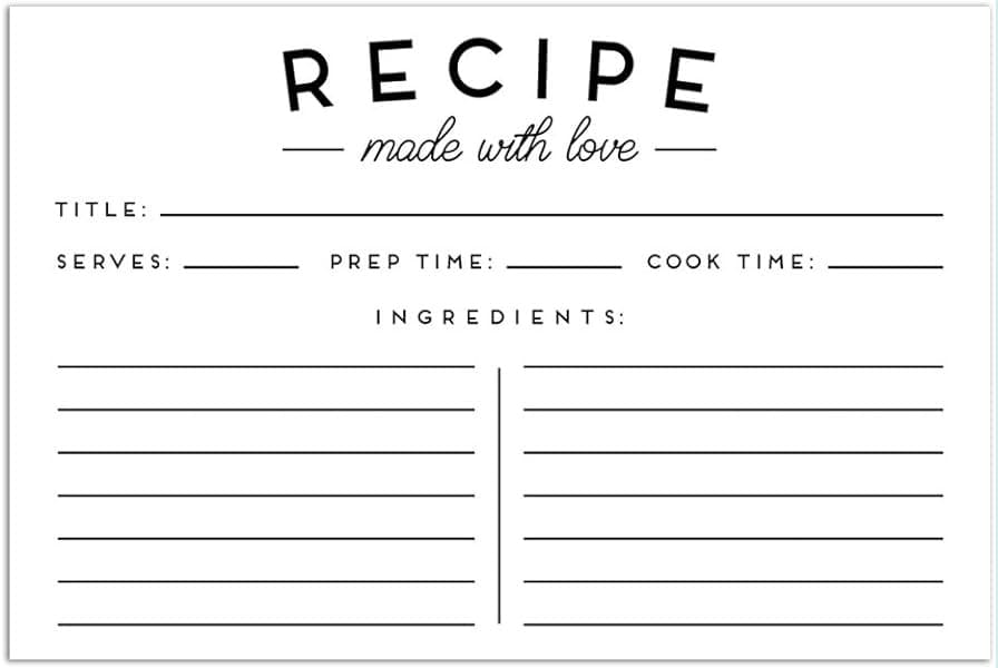 Printable Made With Love Recipe Card
