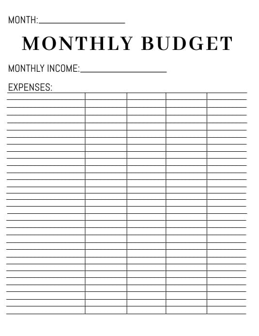 Printable Monthly Budget Template Download Photo