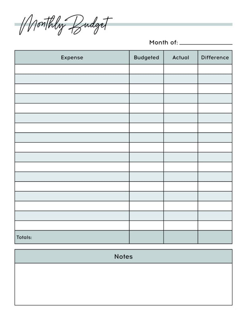 Printable Monthly Budget Template Free Photos