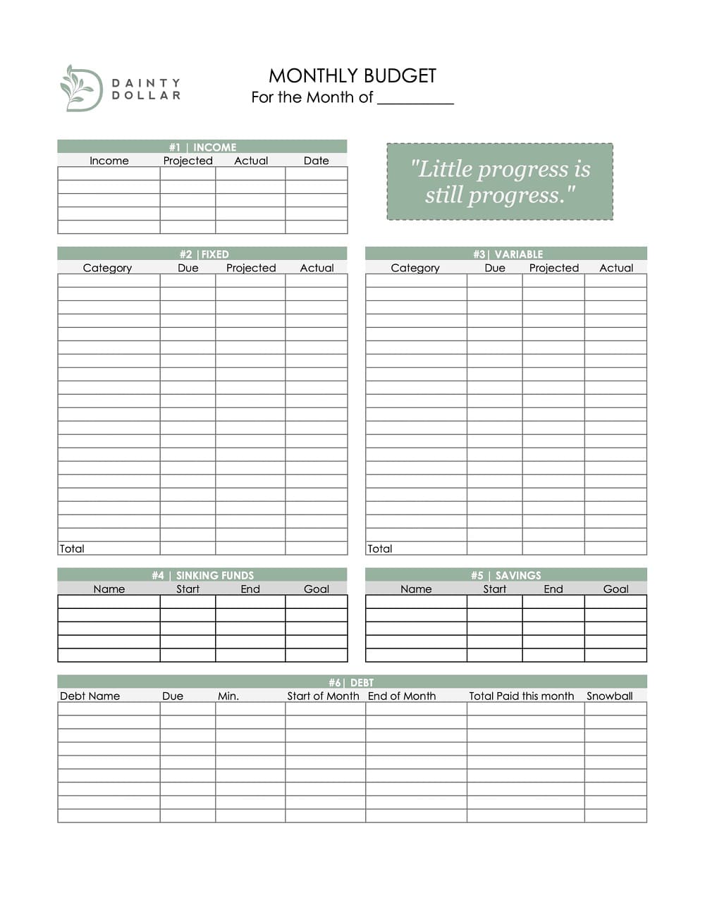 Printable Monthly Budget Template Photo
